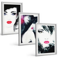 BILDER SET 3er Set - 40x60 cm Silberner Rahmen - Porträts von Frauen mit Lippen - Silberfarben, Kunststoff (40/60cm) - TULUP