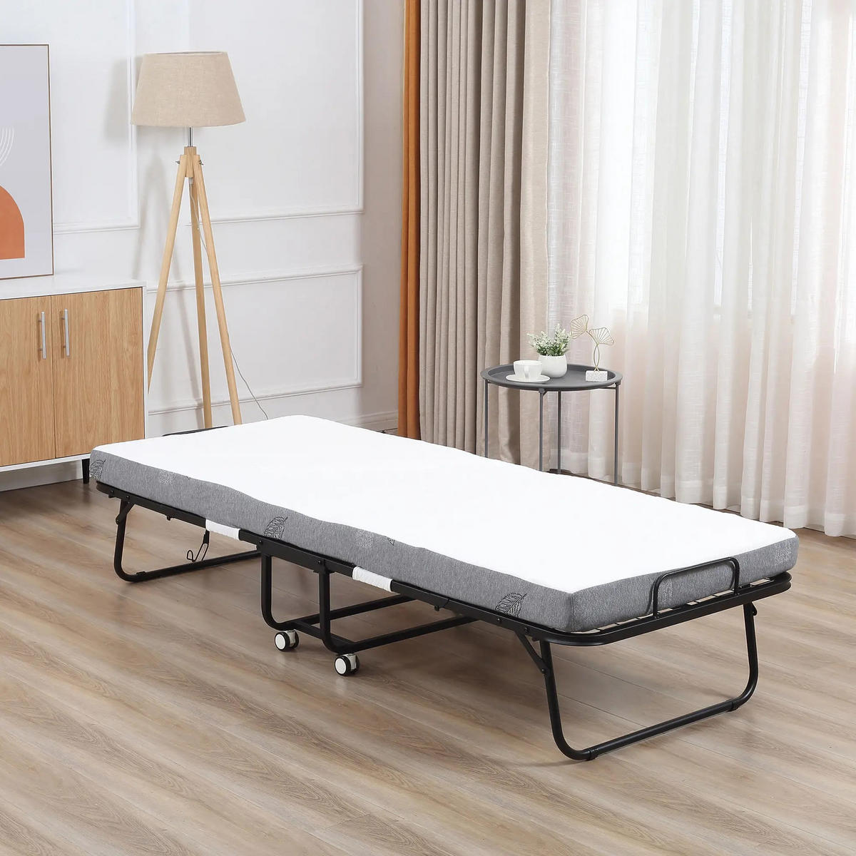 KLAPPBETT mit Rollen 200x80 cm Stahl Weiß - Weiß, Metall (80/200cm) - Beauniv