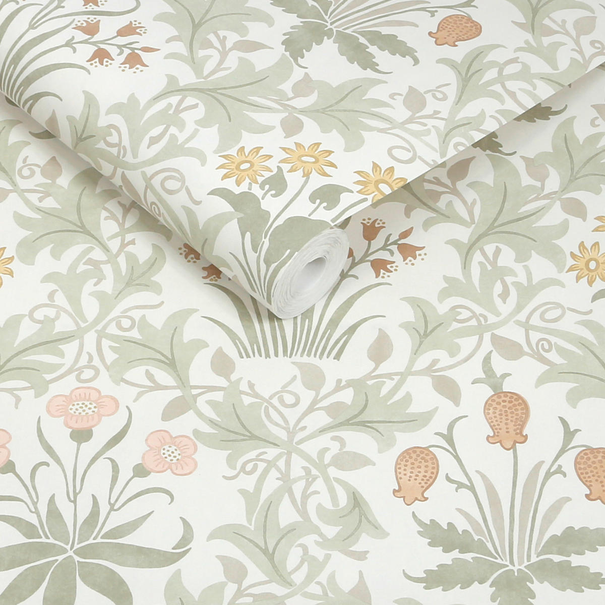 VLIESTAPETE Celandine Schöllkraut Spring 1000x52cm - Salbeigrün, Papier/Kunststoff (52/1000cm) - William Morris at Home