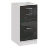KÜCHENUNTERSCHRANK D40 3SZ schwarz glazn - Schwarz Hochglanz, Holzwerkstoff (40/82/44cm) - roe furniture