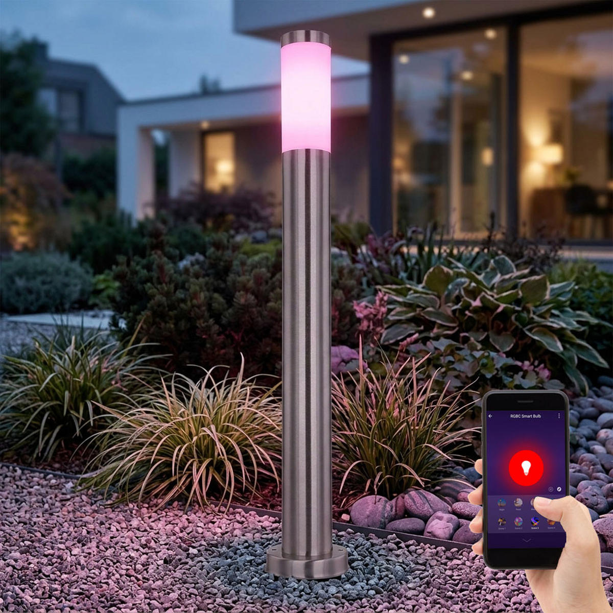 LED AUSSENLEUCHTE Edelstahl Silber - Silberfarben, Metall (11/11/80cm) - Globo Lighting