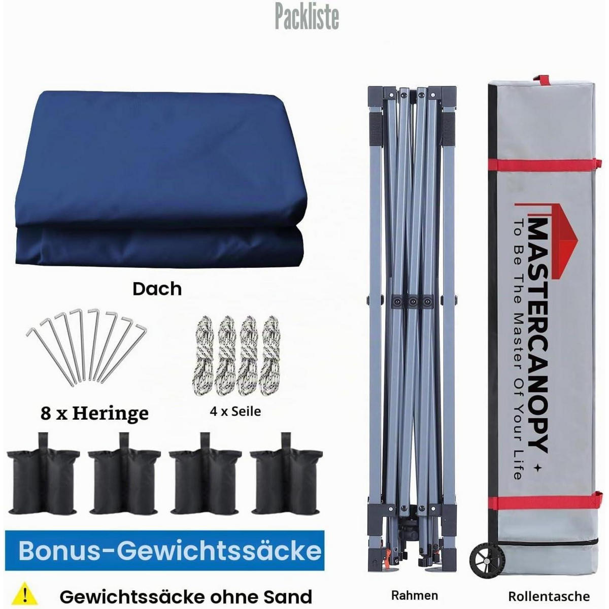 PAVILLON 3x3 Schnellaufbau 3-fach höhenverstellbar UPF50+ wasserabweisend Marineblau - Dunkelblau, Textil (305/282/305cm)