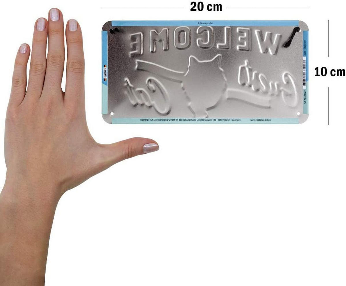 HÄNGESCHILD 10/20 cm Pfotenschild Welcome Guests Cat - Multicolor, Metall (20/10/0.2cm) - Nostalgic-Art