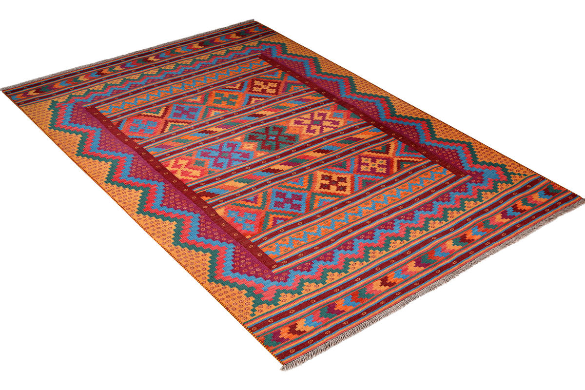 HANDWEBTEPPICH Sumak Sirdjan Mehrfarbig 232/150 cm Schurwolle - Multicolor, Textil (150/232cm) - Looma