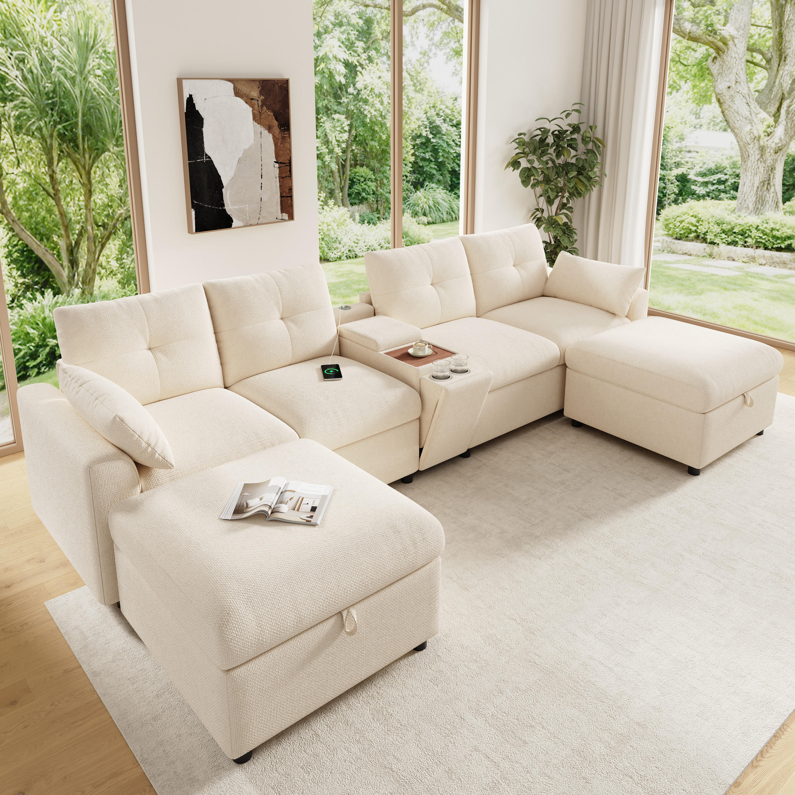 ComfortXL Wohnlandschaft Beige 316x84.5x140 cm