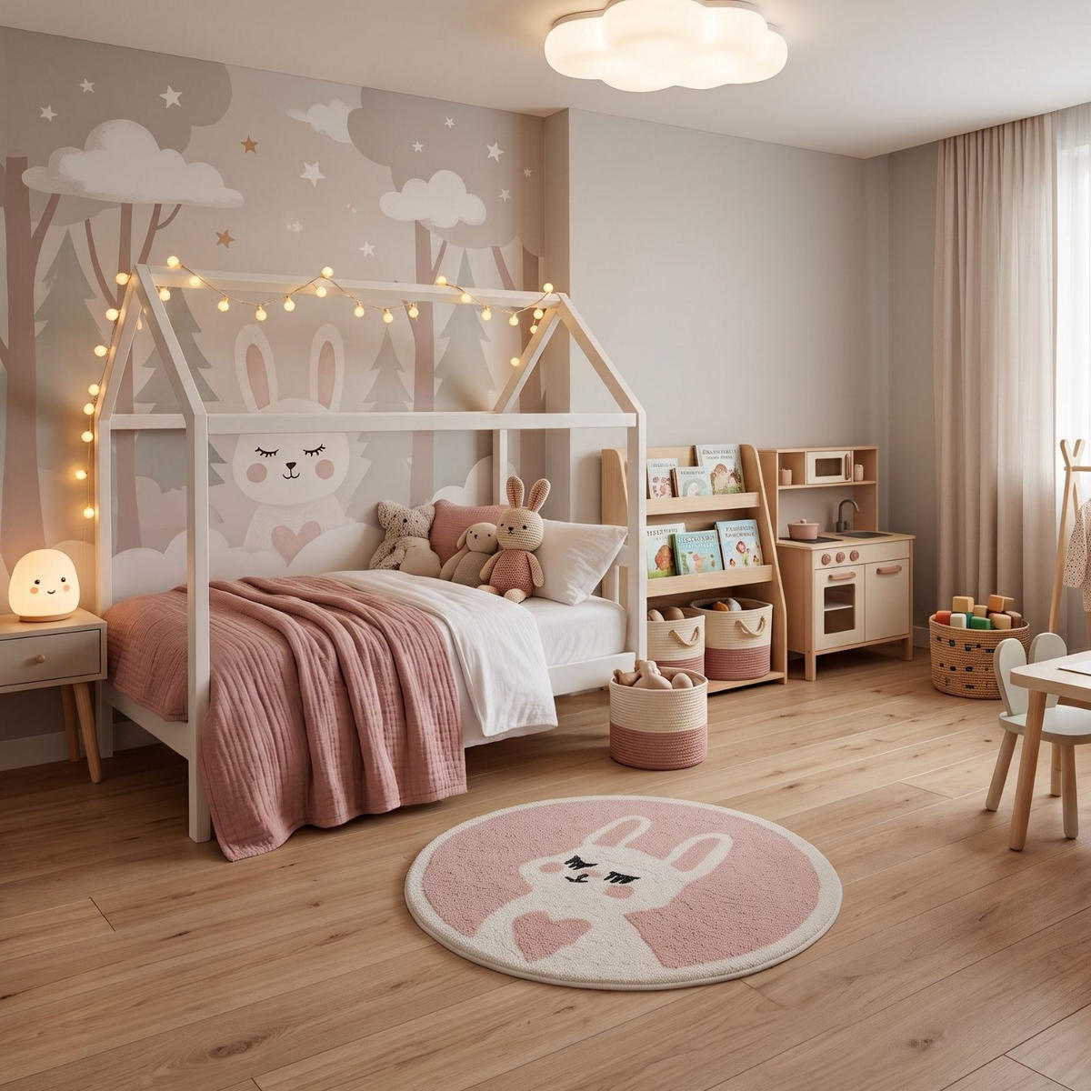 BADTEPPICH Hase, rund 60 cm, rosa, 100 % Baumwolle - Pink, Textil (60/60cm) - Homescapes