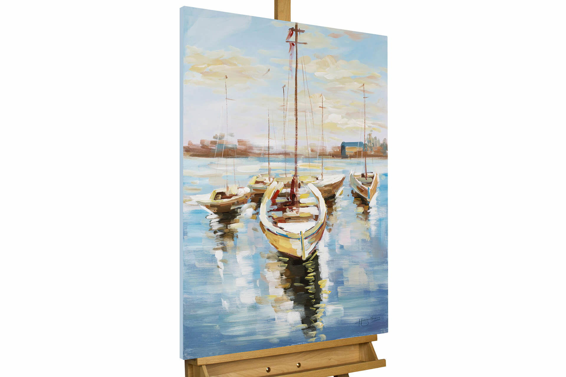 KUNSTLOFT RUČNĚ MALOVANÝ AKRYLOVÝ OBRAZ MODRÝ/ŽLUTÝ, 60/90 CM