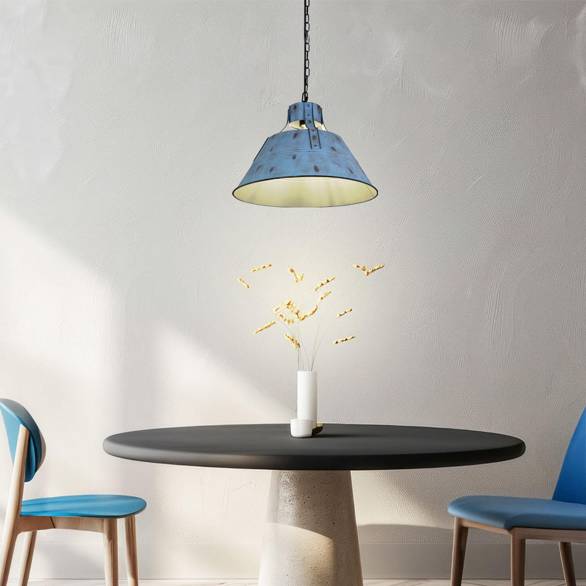 LED HÄNGELEUCHTE Blau Antik - Blau, Metall (45/45/150cm)