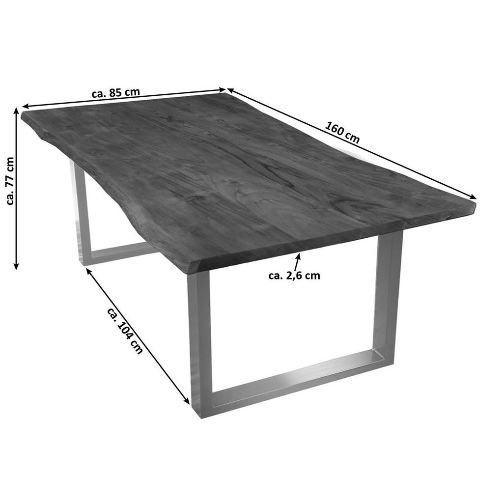 Thumbnail - SAM Esstisch, Braun, Holz, Echtholz,Akazie, Rechteckig,Quadratisch, U-Form, 160x77x85 cm, Esszimmer, Tische, Esstische