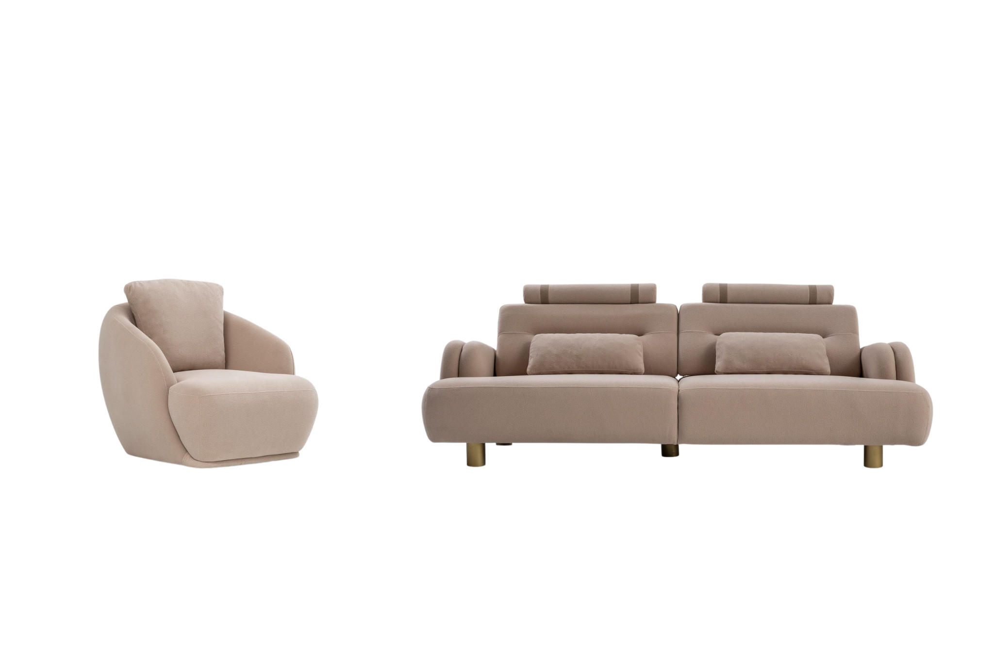 SITZGARNITUR Sandy Stellvariante:3+1 - Beige, Holz/Textil (230/90/100cm) - Villa Möbel