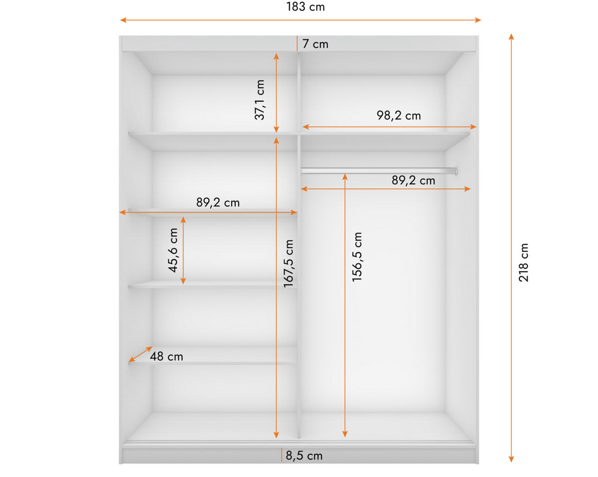 SCHIEBETÜRENSCHRANK - Tess 03 Graphit + Sonoma - Graphitfarben/Sonoma Eiche, Holzwerkstoff/Metall (183/218/61cm) - Möblo