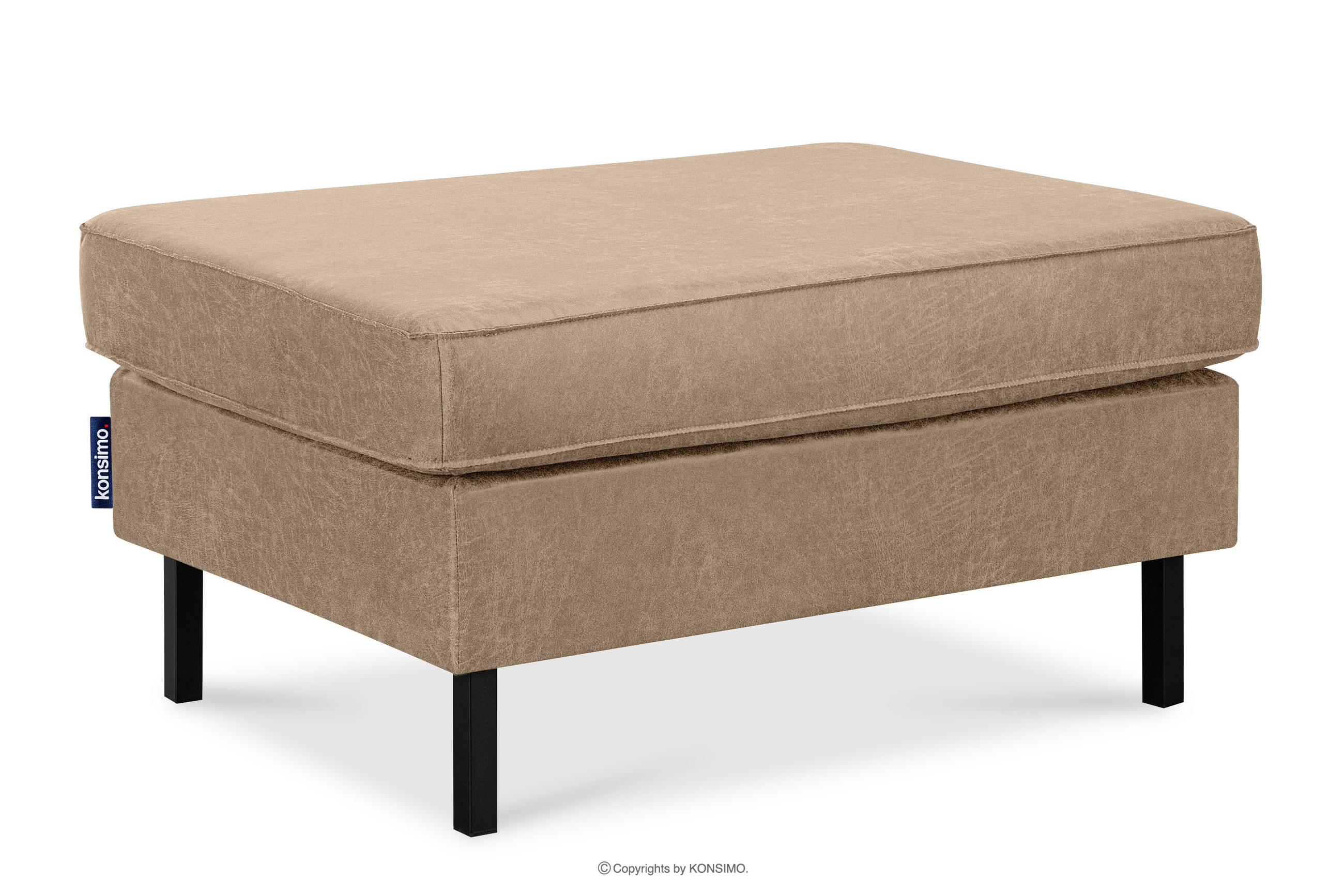 HOCKERSTUHL INVIA auf hohen Metallbeinen vintage, Lederoptik-Stoff, Beige - Beige/Schwarz, Textil (93/48/70cm) - KONSIMO®