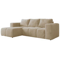 ROHOVÁ SEDAČKA MONIVA L - Krémová Plyš - Levá Strana - černá/krémová, textil/plast (164/266cm) - MKS