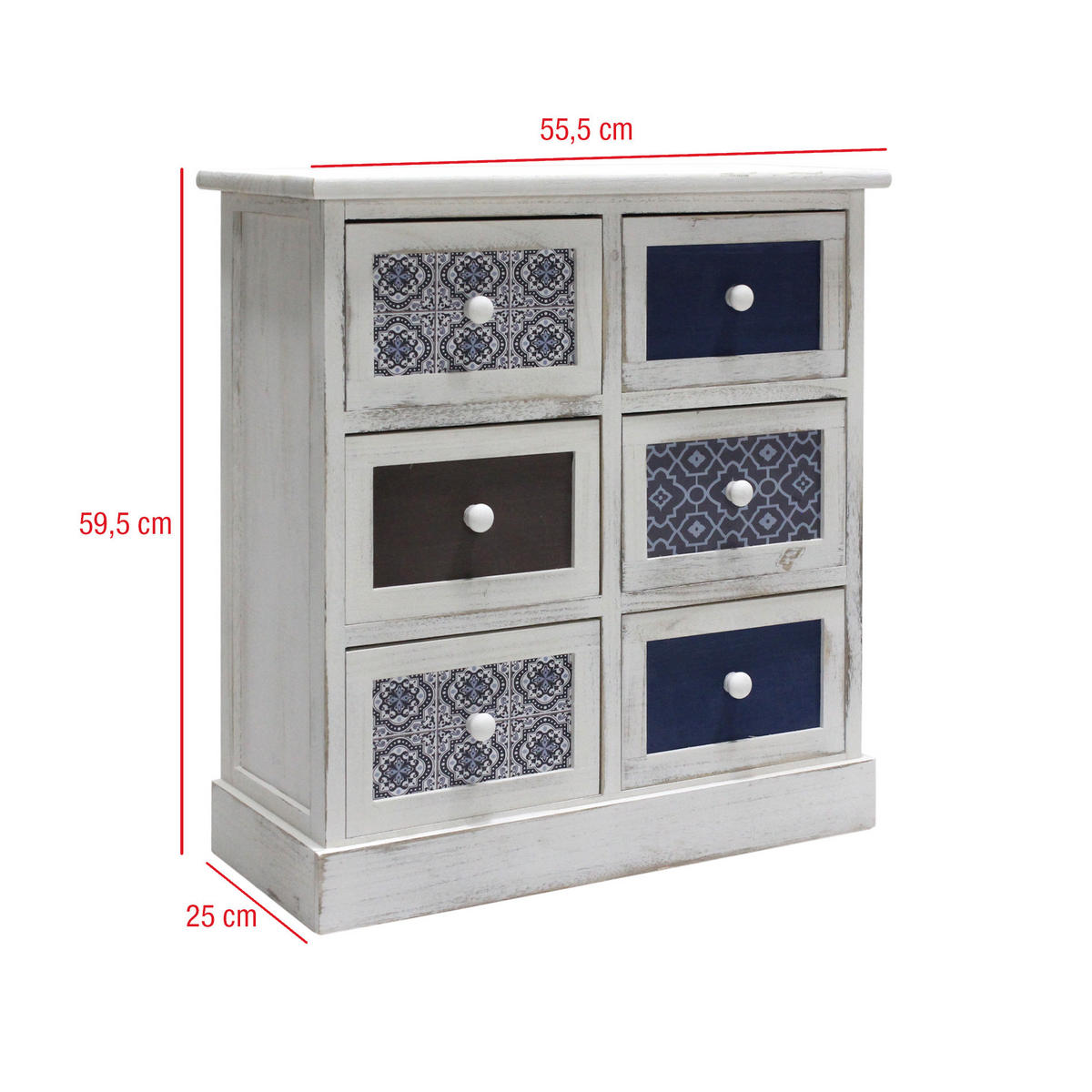 KOMMODE Weiß 25/56/60 cm - Weiß, Holz (25/60/56cm) - Mobili Rebecca