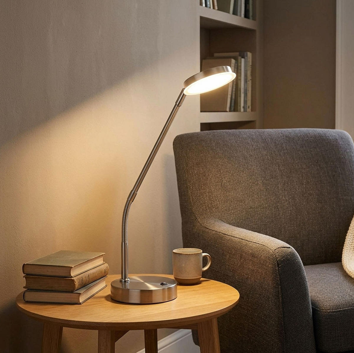 LED TISCHLEUCHTE SILVIO, SILBER, METALL, FLEXIBLER ARM - Silberfarben, Metall (43/13/53.5cm) - Globo Lighting