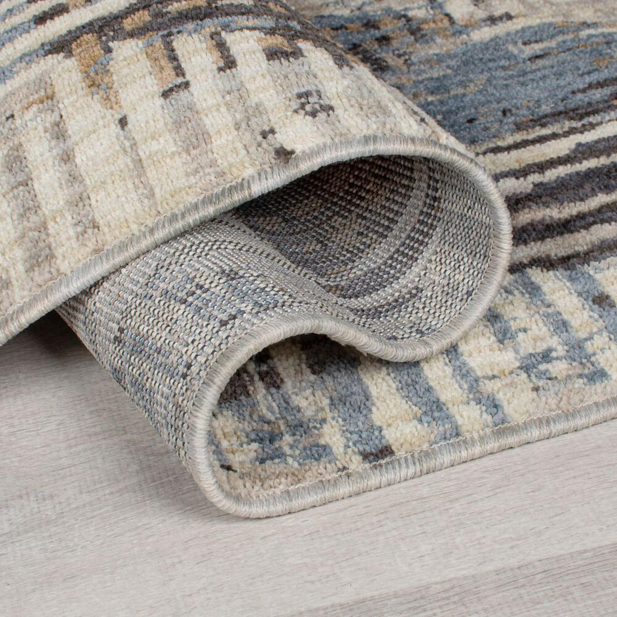 TEPPICH Geometrisch-Design, aus Polyester WYE, Blau-Grau 160x230 cm - Blaugrau, Textil (160/230cm) - KADIMA DESIGN