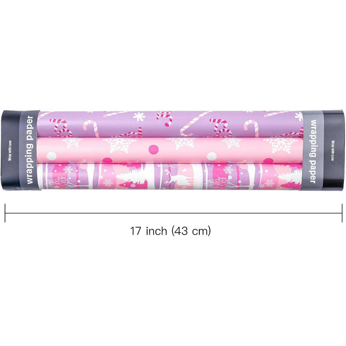 GESCHENKPAPIER 3 Rollen 43,2 cm x 3 m Weihnachtsdesign - Multicolor, Papier (4/44/10cm)