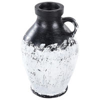 DEKOVASE Terrakotta schwarz Massalia - Schwarz, Stein (33cm) - Beliani