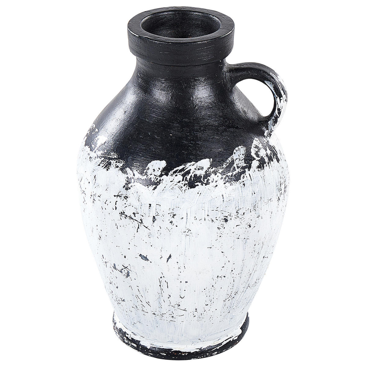 DEKOVASE Terrakotta schwarz Massalia - Schwarz, Stein (33cm) - Beliani