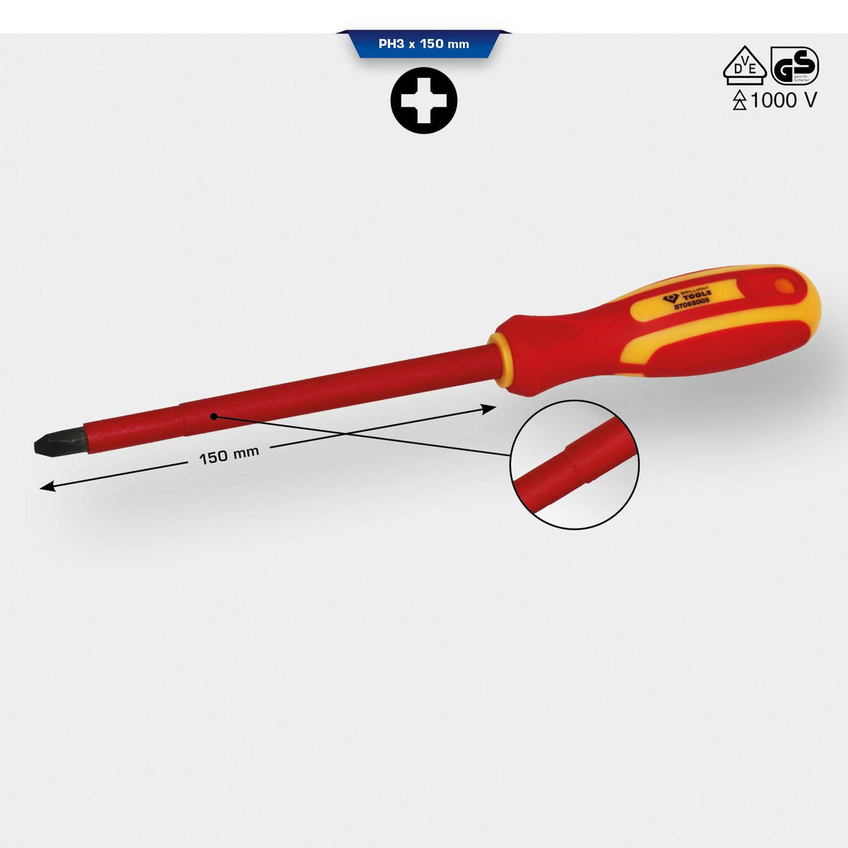 VDE SCHRAUBENDREHER PH PHILLIPS PH3 X 150 MM - Multicolor, Kunststoff/Metall (5/32cm) - BRILLIANT TOOLS