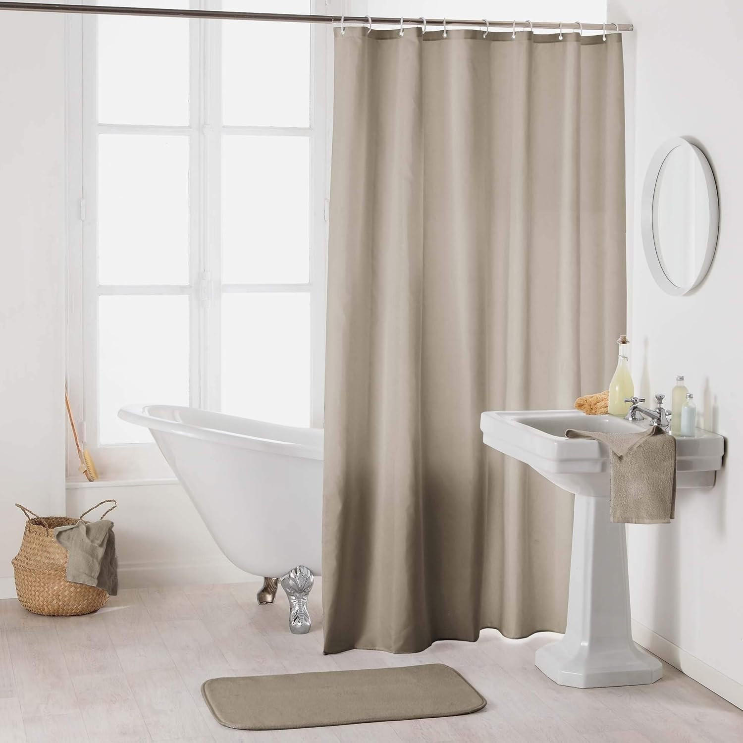 DUSCHVORHANG Polyester weich wasserdicht mit Haken Badezimmer - Grau, Kunststoff (180/180cm) - MCBOSON