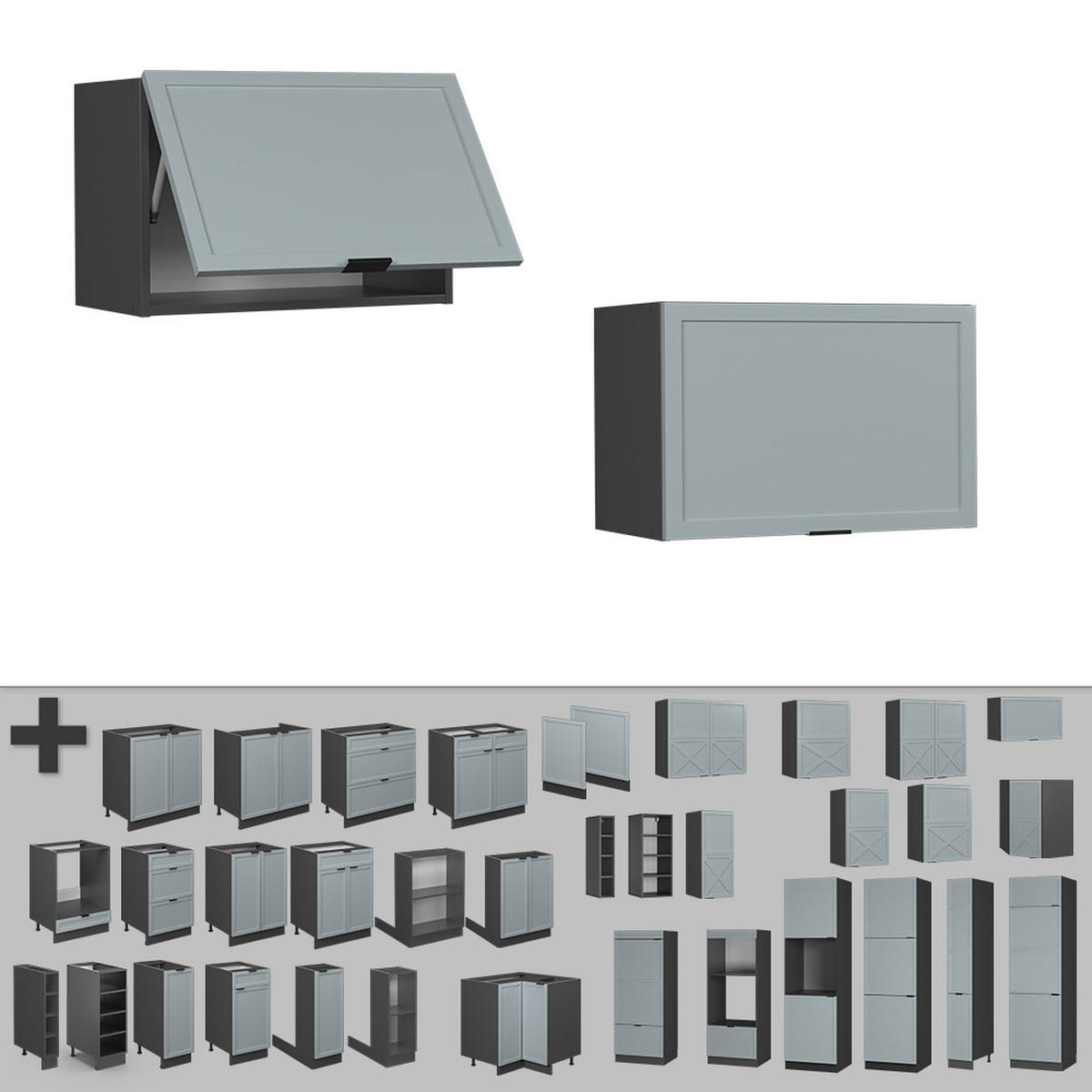 HÄNGESCHRANK Fame-Line Hellblau-grau 60 cm Flach - Anthrazit/Blaugrau, Holzwerkstoff (60/40/34.1cm) - Vicco