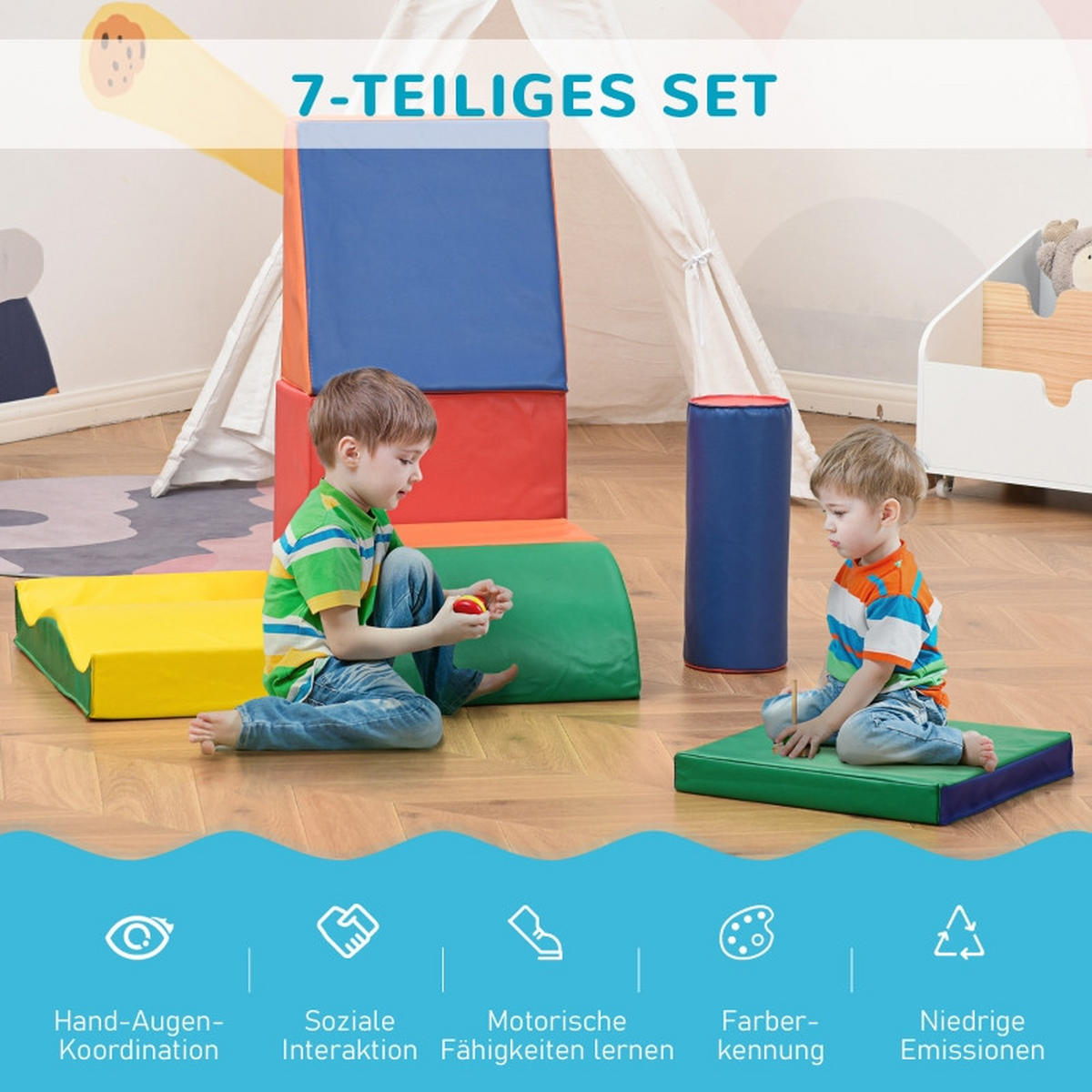 KONSTRUKTIONSSPIELZEUG Bausteine - Multicolor, Leder (40/11/60cm) - Korfee