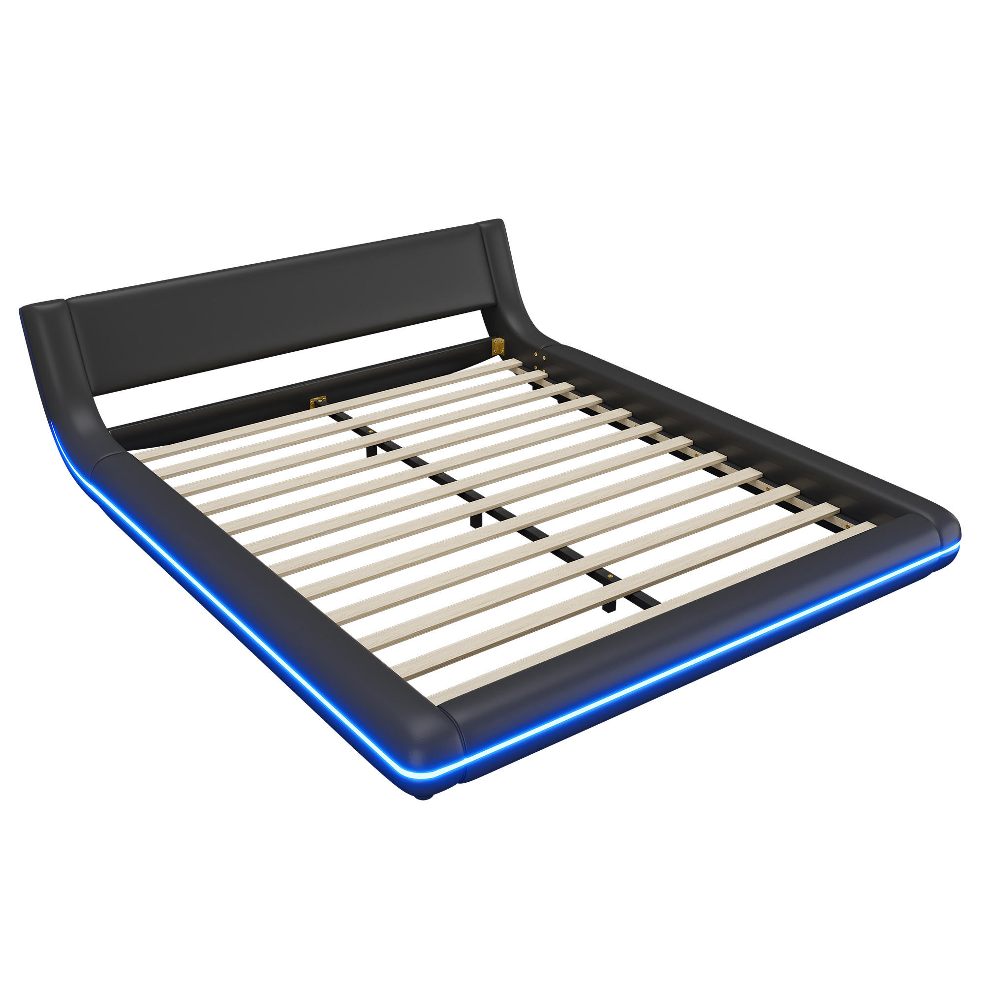 POLSTERBETT 160/200 cm DE-04601, mit LED-Umgebungslicht in Schwarz - Schwarz, Holzwerkstoff (160/200cm) - ComfortXL