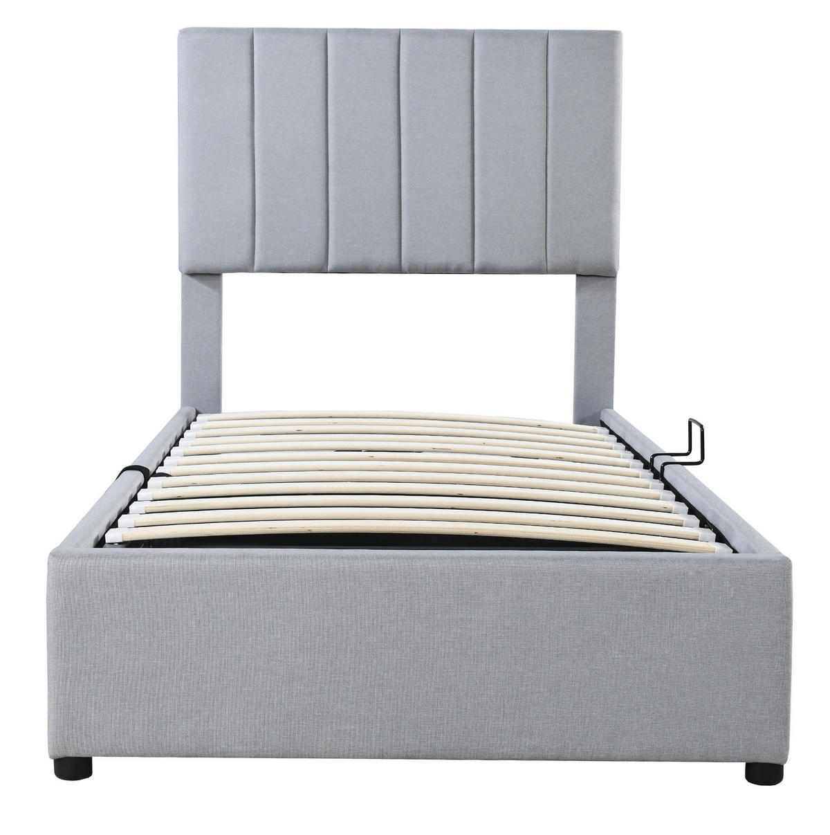 POLSTERBETT mit Bettkasten 90/200 cm in Grau mit verstellbarem Kopfteil - Grau, Textil (90/200cm) - BEAOK