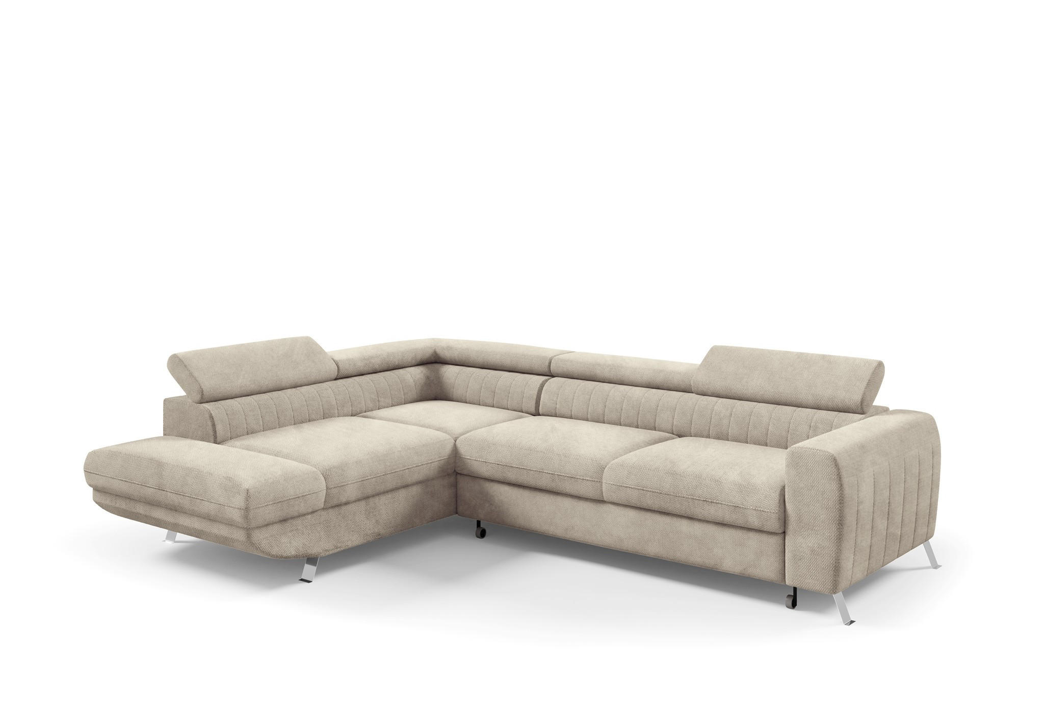 ECKSOFA Marios Mit Schlaffunktion - Beige, Holzwerkstoff/Textil (260/202cm) - Fun Möbel