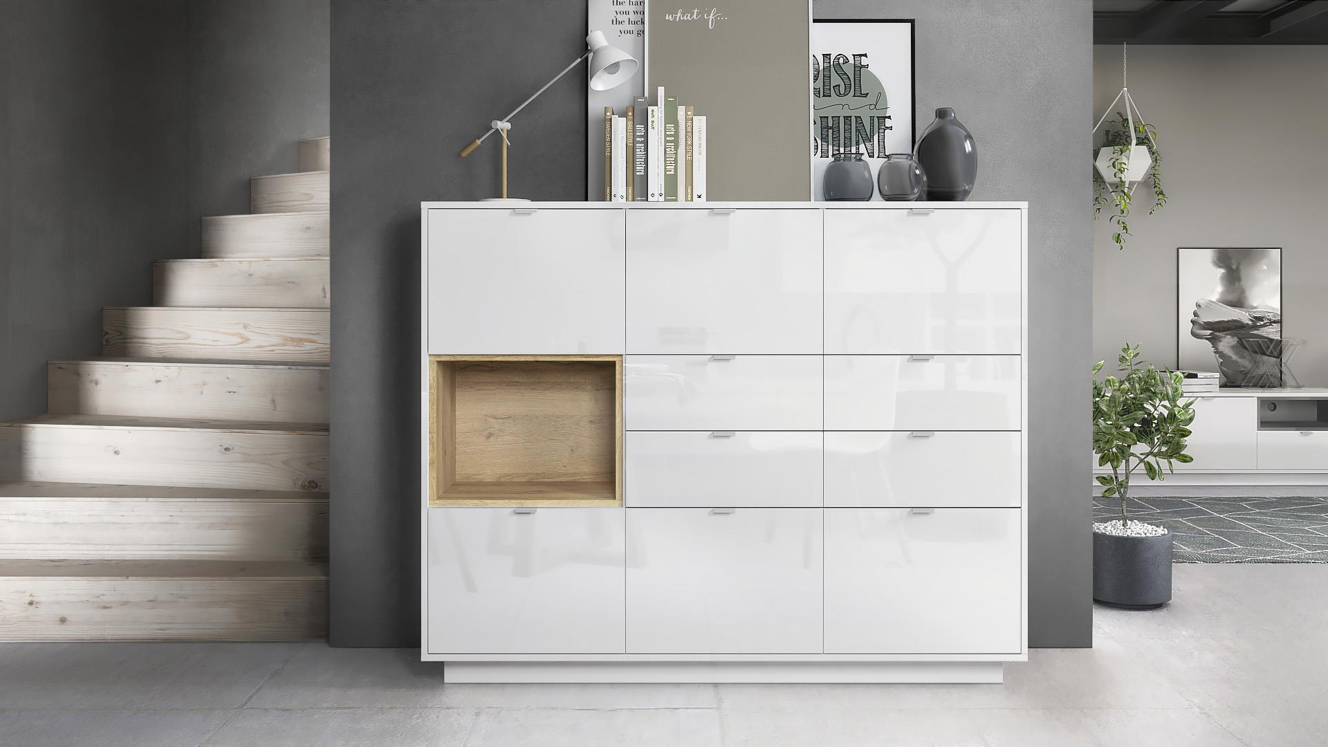 HIGHBOARD Metro Einsatz in Eiche Natur - Eichefarben, Holzwerkstoff (153/123/38cm) - Vladon