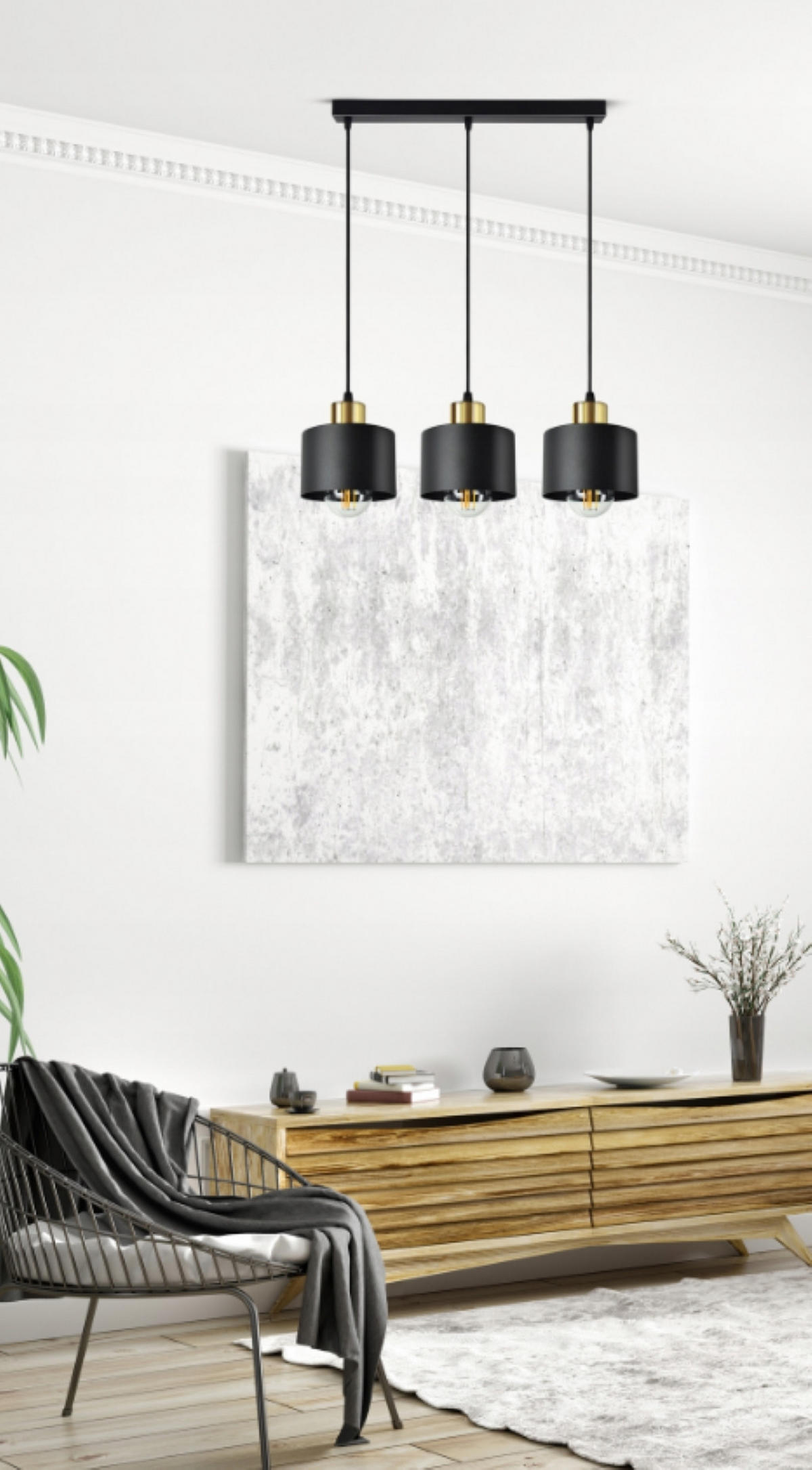 PENDELLEUCHTE BLACKSPOT - Goldfarben/Schwarz, Metall (12/55/80cm) - kiki design