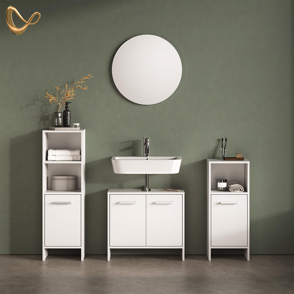 BADMÖBEL-SET Amalfi Weiß 2 Teile - Weiß, Holzwerkstoff (33.8/108.2/26.3cm) - Livinity®