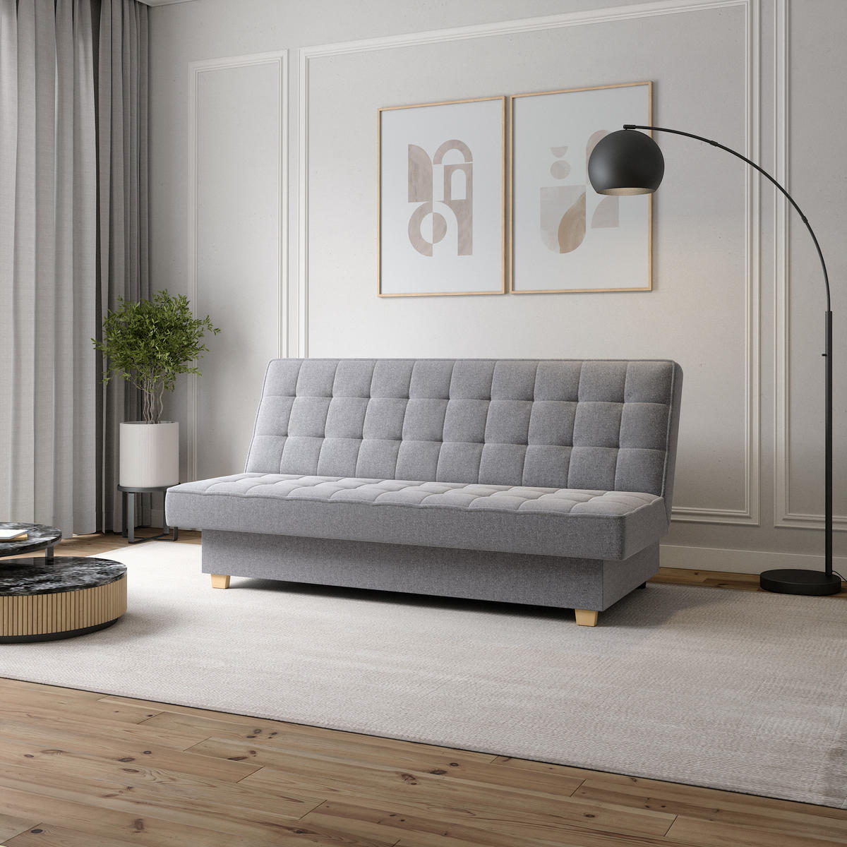 SCHLAFSOFA BELFI - Grau (Twist 19) - Hellgrau, Holzwerkstoff (192/95/92cm) - Möblo