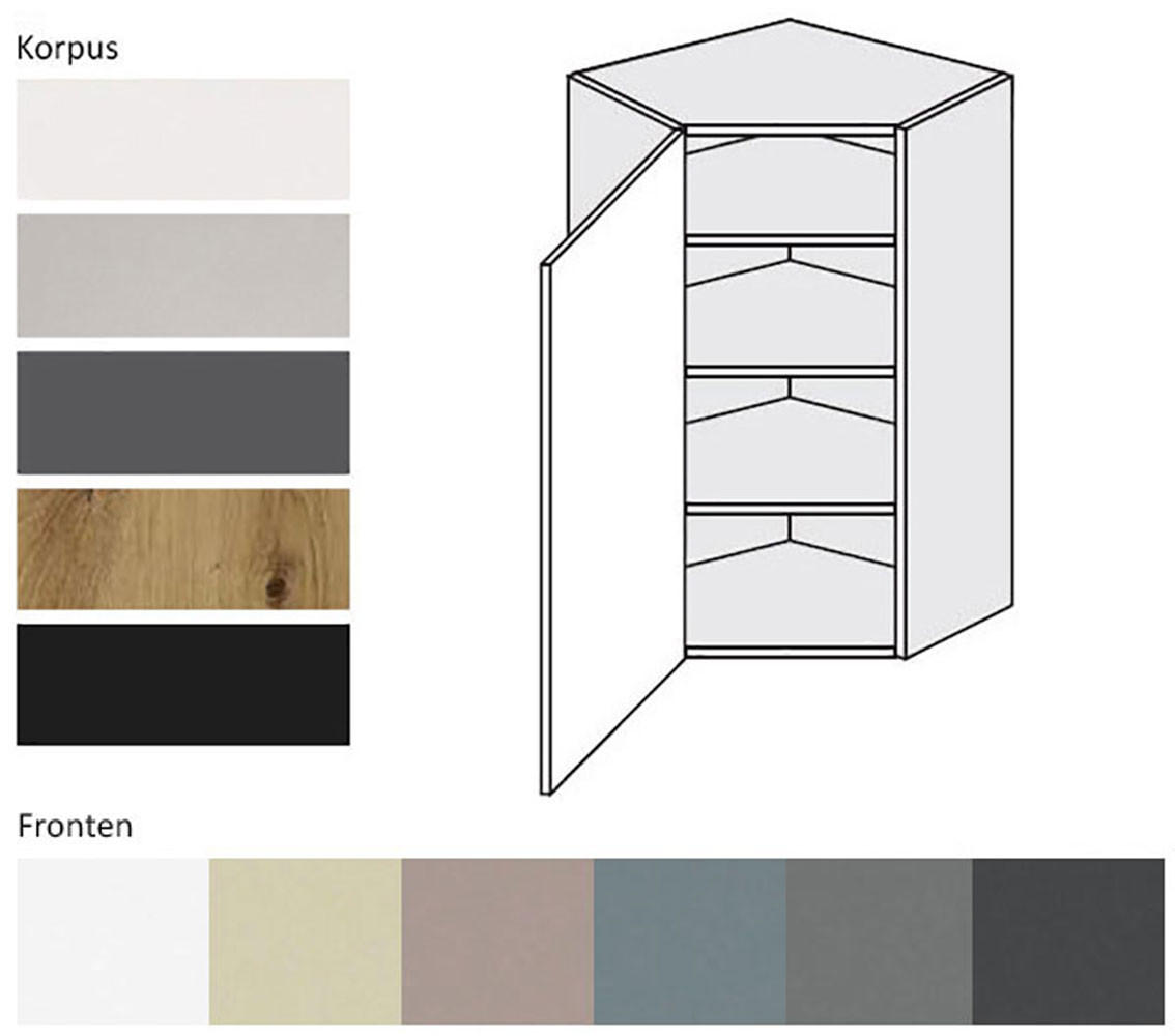 KÜCHENHÄNGESCHRANK Kvantum W4/10/60 Dust Grey Matt / Schwarz Matt 60 / 60 / 96cm - Schwarz/Grau, Holz/Holzwerkstoff (60/96/60cm) - Feldmann-Wohnen