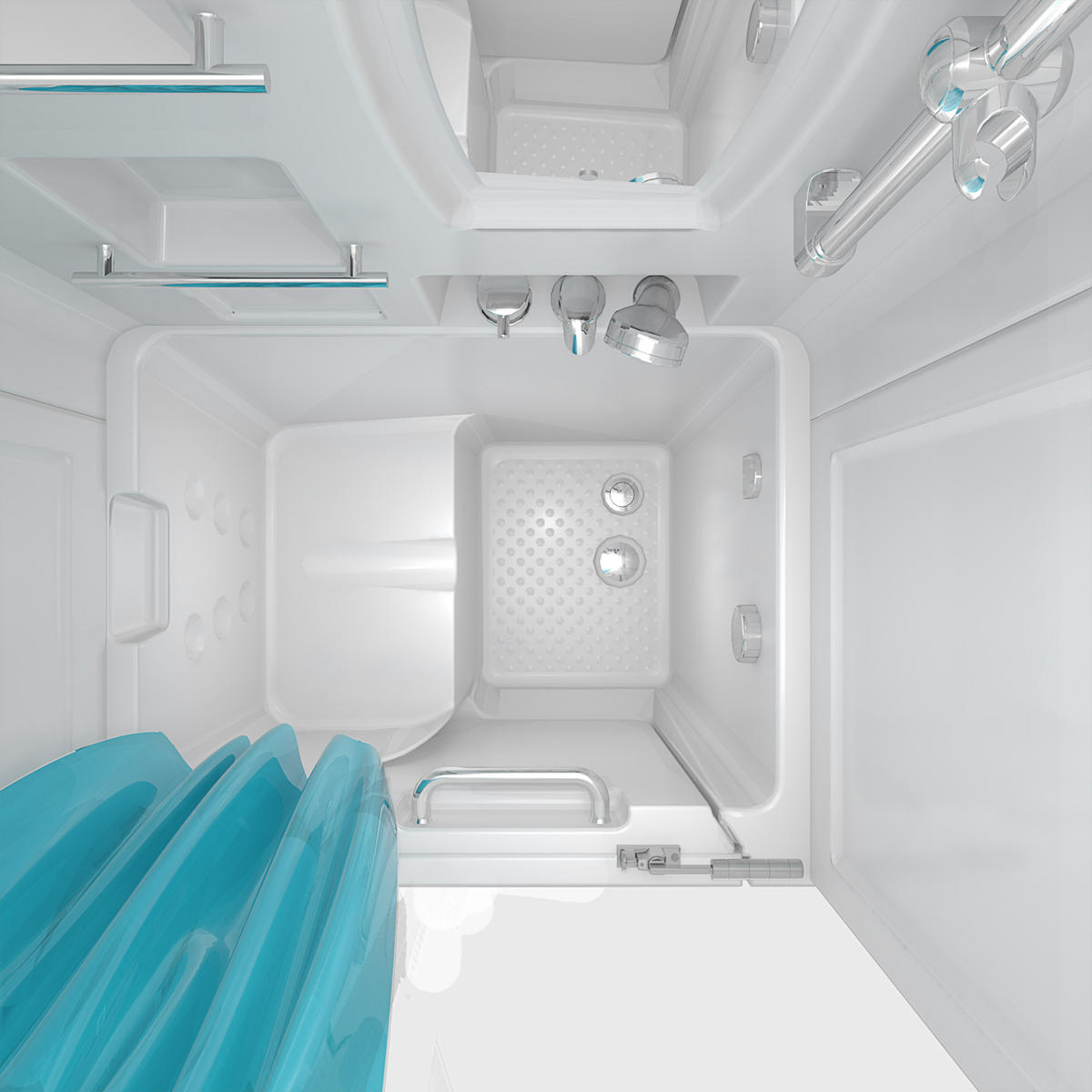 SENIORENDUSCHE Wanne mit Tür S02D-A-L 78x100x205cm - Weiß, Glas/Kunststoff (78/100/205cm) - AcquaVapore by Sandra Jentho