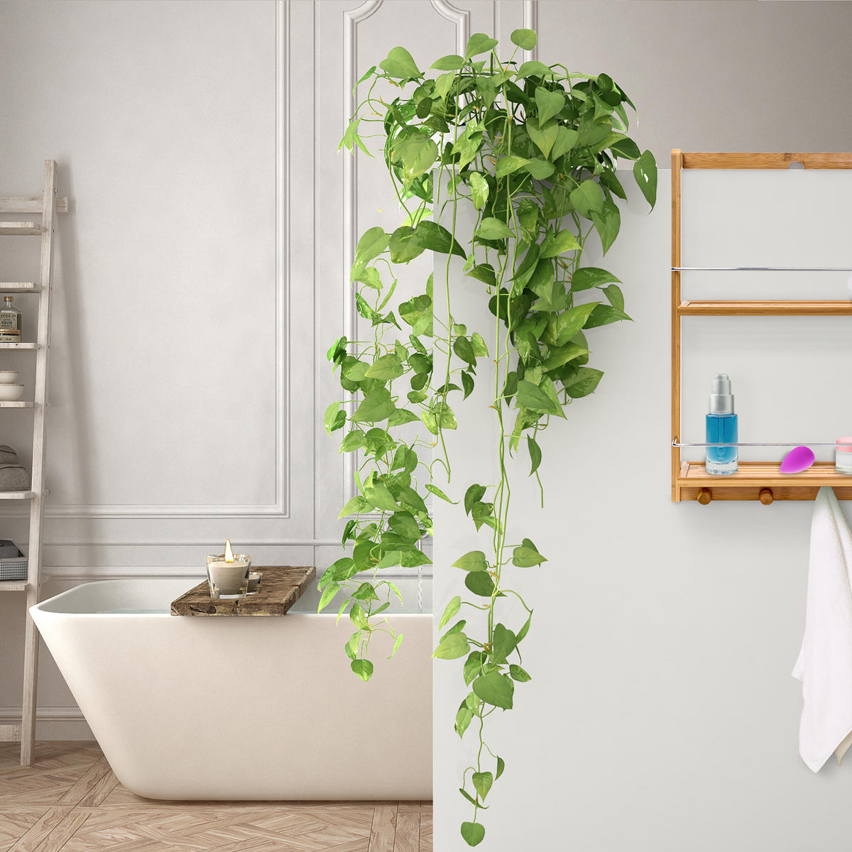 DUSCHREGAL - Hellbraun, Holz/Metall (38/53/15.5cm) - Relaxdays