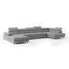 WOHNLANDSCHAFT MONTIVA Grau Velours-Stoff mit Schlaffunktion - Grau, Holz (410/89/190cm) - MASSENO