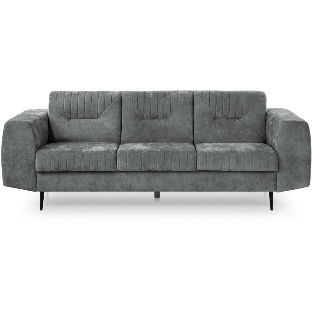 SOFA Venezia 3-Sitzer mit Metallbeinen, dunkelgrau, 233 cm - Dunkelgrau/Schwarz, Holzwerkstoff/Metall (223/85/94cm) - Beautysofa
