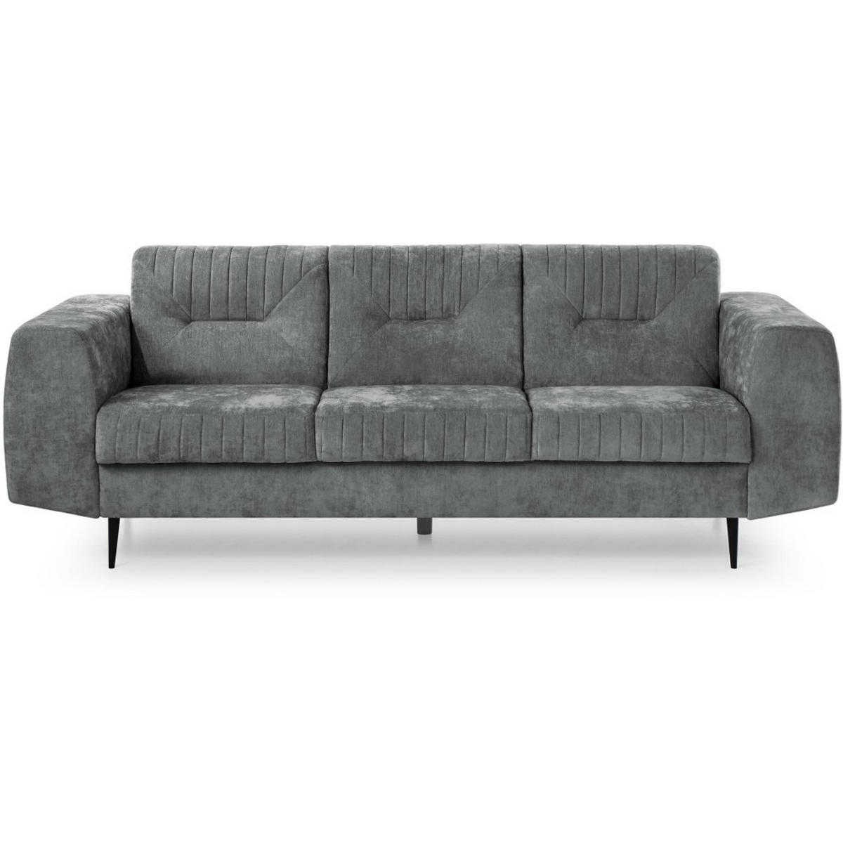 SOFA Venezia 3-Sitzer mit Metallbeinen, dunkelgrau, 233 cm - Dunkelgrau/Schwarz, Holzwerkstoff/Metall (223/85/94cm) - Beautysofa