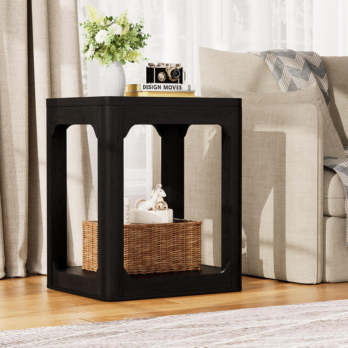BEISTELLTISCH 2er-Set 50x40x60cm, schwarz - Schwarz, Holz (50/40/60cm) - KOMHTOM