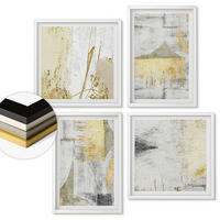 WANDBILDER 4er-Set - 50x50 cm & 40x60 cm Weißer Rahmen - Abstrakte minimalistische Muster - Weiß, Kunststoff (50/50cm) - ArtPrintCave