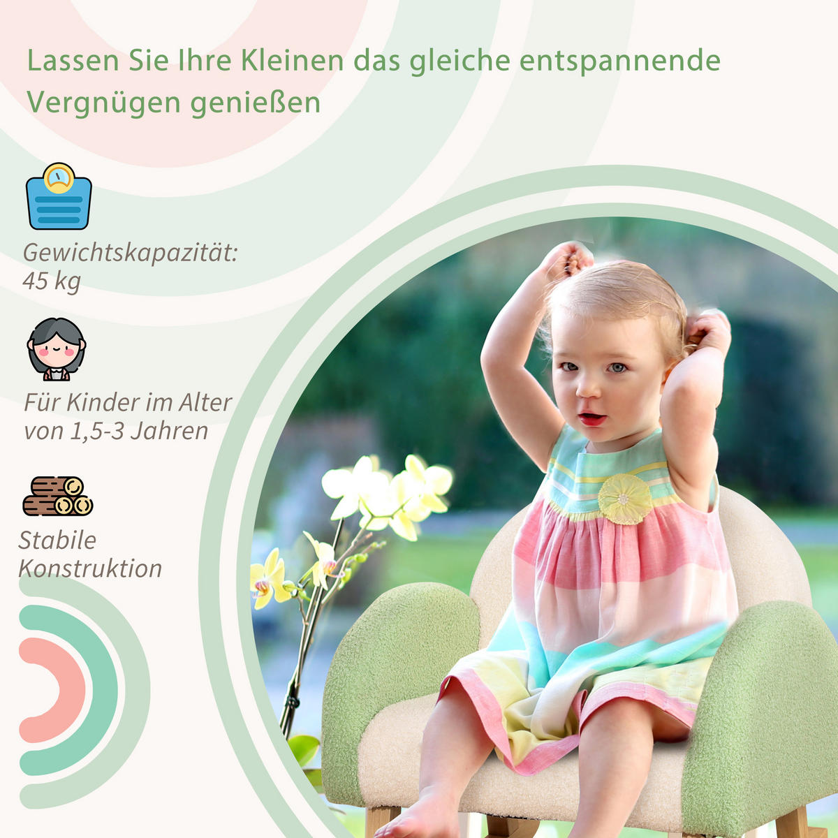 KINDERSOFA, Grün, Lammfellimitat - Grün, Holz (45/44/50cm) - HOMCOM