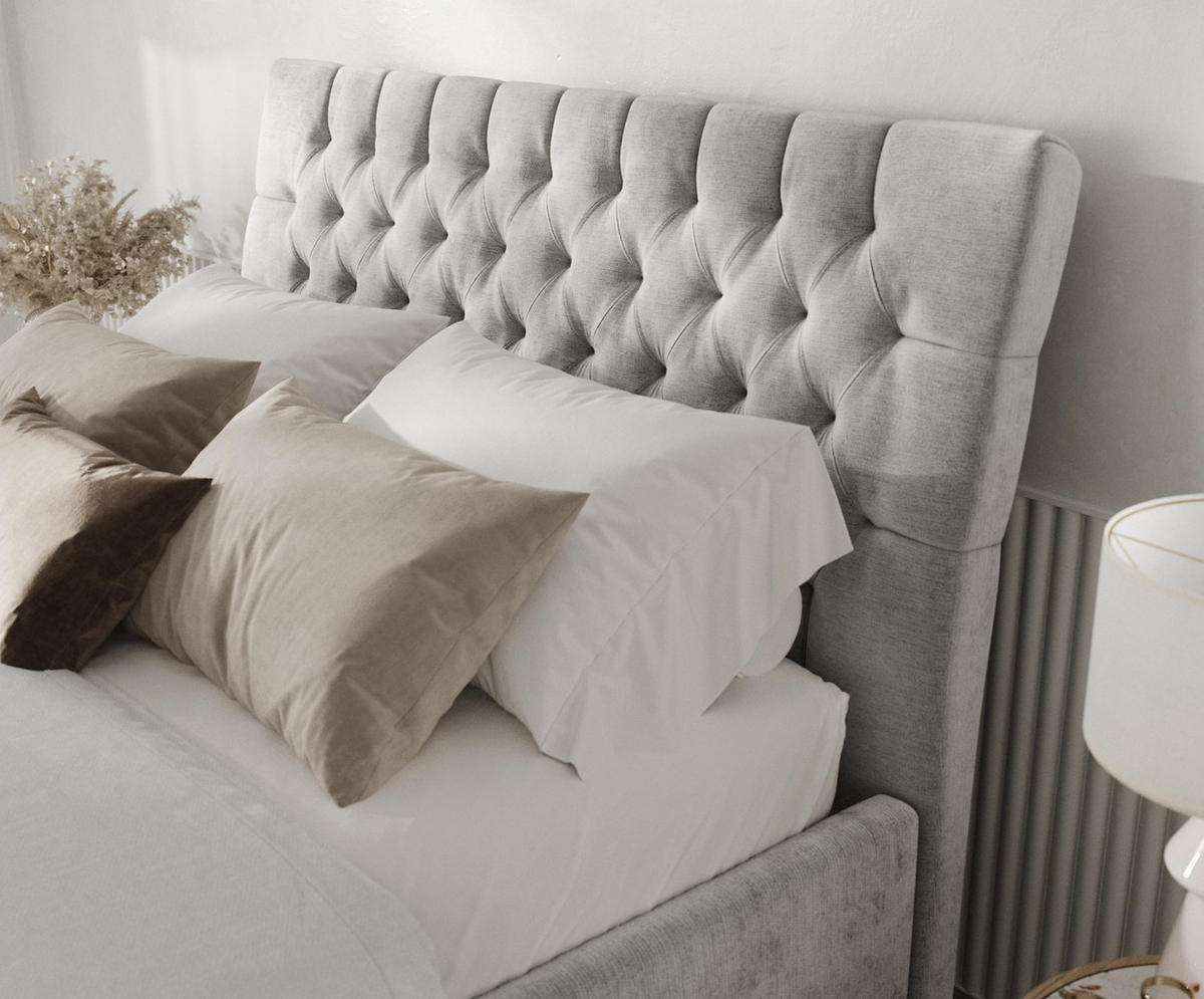 POLSTERBETT Lira 140/200 cm Hellgrau im Lotta Stoff - Hellgrau/Naturfarben, Holz/Holzwerkstoff (140/200cm) - AltaBeds