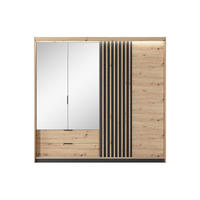 KLEIDERSCHRANK - 220 cm x 60 cm - holz - schwarz, naturfarben hell Ariada - Schwarz/Naturfarben, Holz (220/210.4/60cm) - Vente-Unique