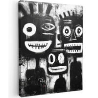 LEINWANDBILD Malerei - Figuren - Schwarz - Abstrakt Wandbild Wohnzimmer 60x80 cm - Schwarz, Textil (60/80cm) - MuchoWow