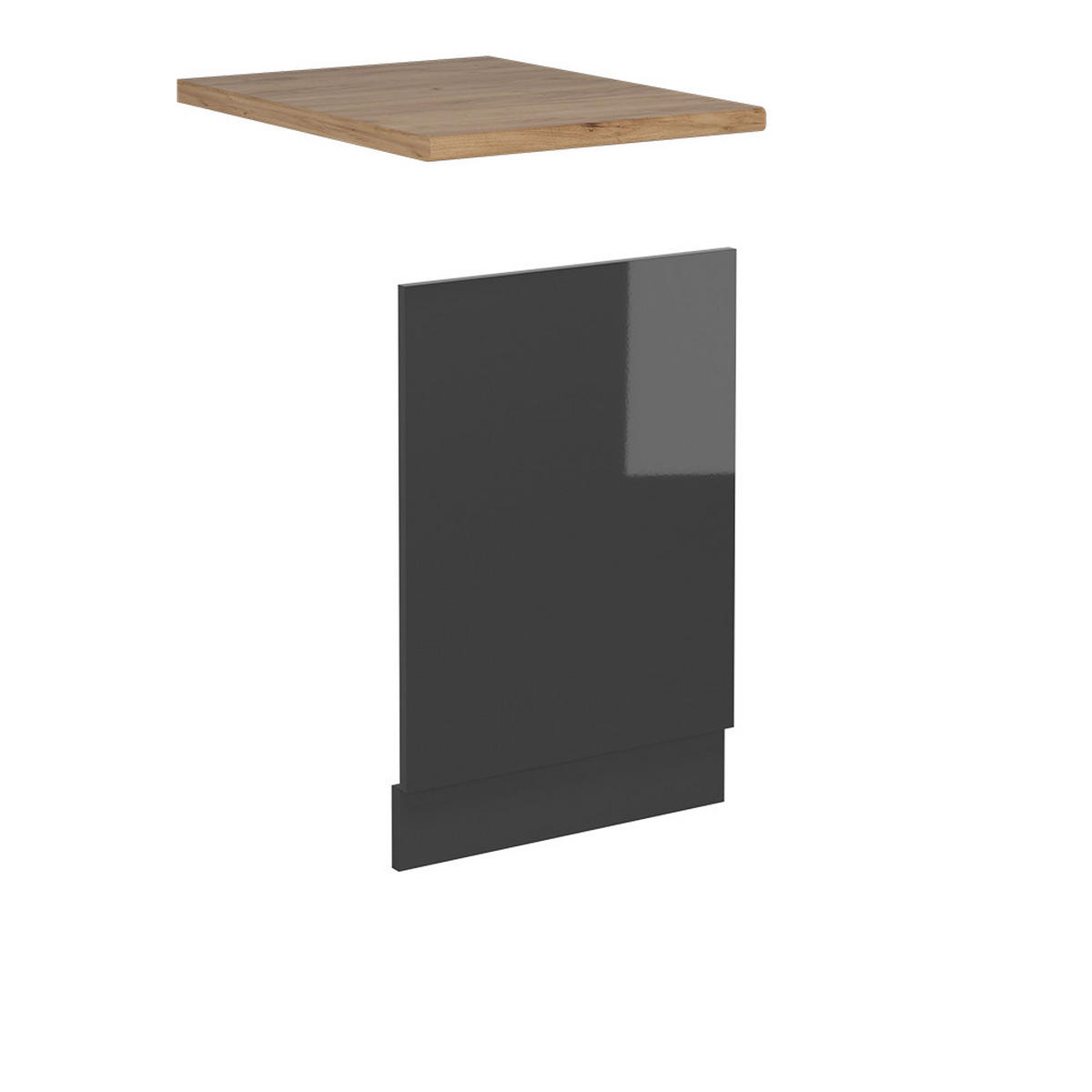 FRONTBLENDE R-Line Anthrazit Hochglanz 45 cm , AP Eiche - Schwarz Hochglanz/Anthrazit, Holzwerkstoff (45/57.2/1.6cm) - Vicco