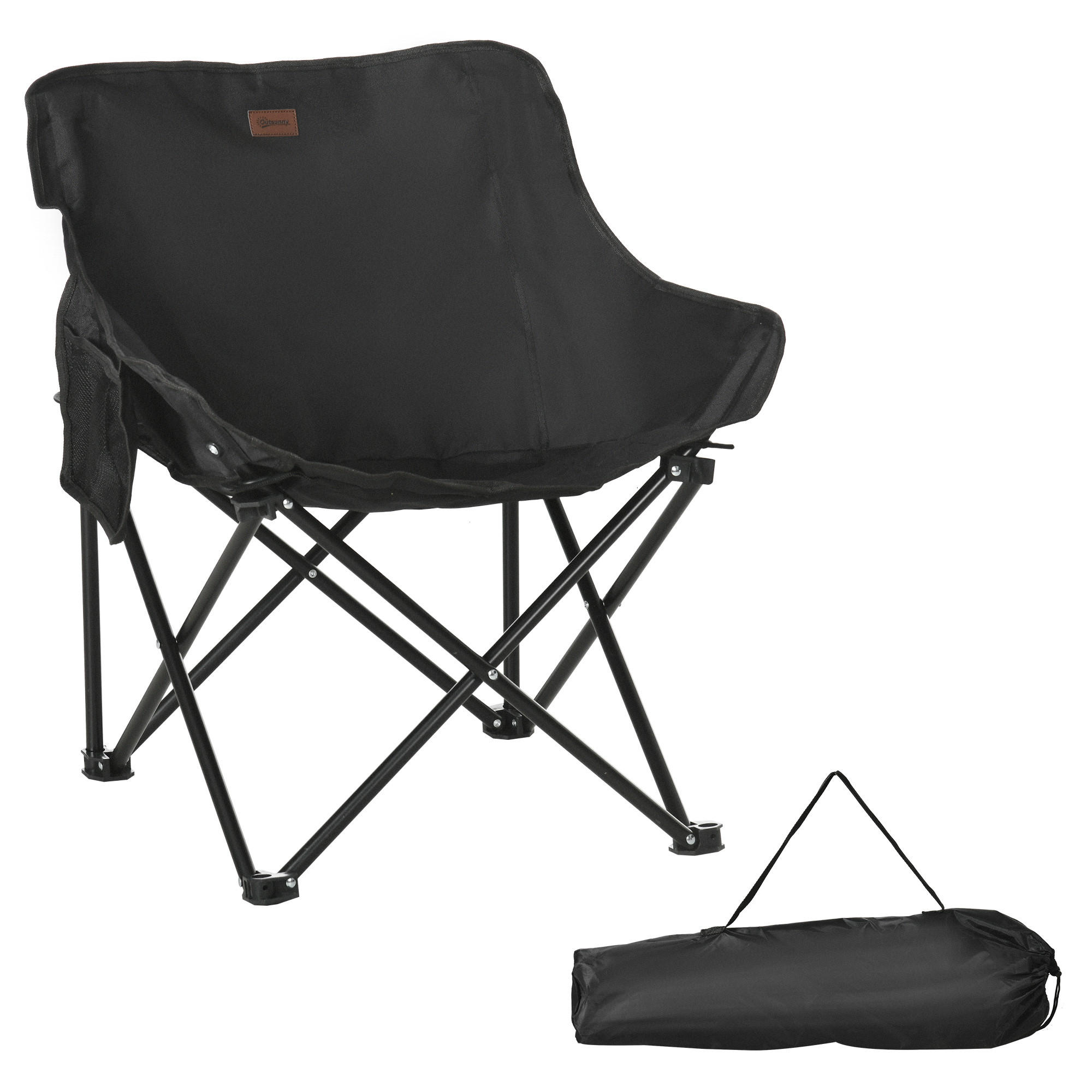 CAMPINGSTUHL klappbar Seitentasche schwarz - Schwarz, Textil (61/66/54cm) - LEBENLANG