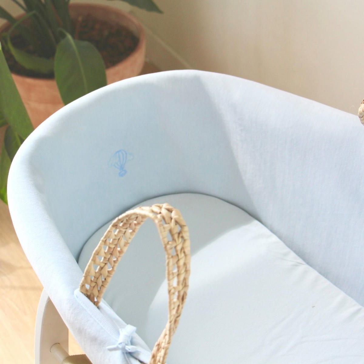 BABYTRAGEKORB Bio-Baumwolle blau - Blau, Naturmaterialien (29/78cm) - Premiers Moments