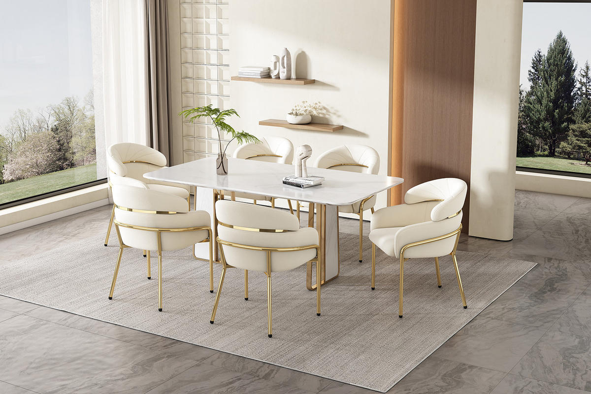 ESSZIMMERSTUHL 45x53x79 cm in Beige, Samt mit 4 Metallbeinen, modernes Design - Beige, Textil (45/79/53cm) - Modfu